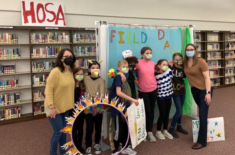 In full dress costume are Milton Elementary Rubber Duckies (l-r) coach Christine Amalfitano, Alison Swift, Maddie Hill, Liam Tyndall, Vinnie Amalfitano, McKenzie Russell, Penelope Bohl, Fiona Fisher and coach Jessica Bohl. The team went on to earn a perfect score in the Delaware Odyssey of the Mind competition. SUBMITTED PHOTO